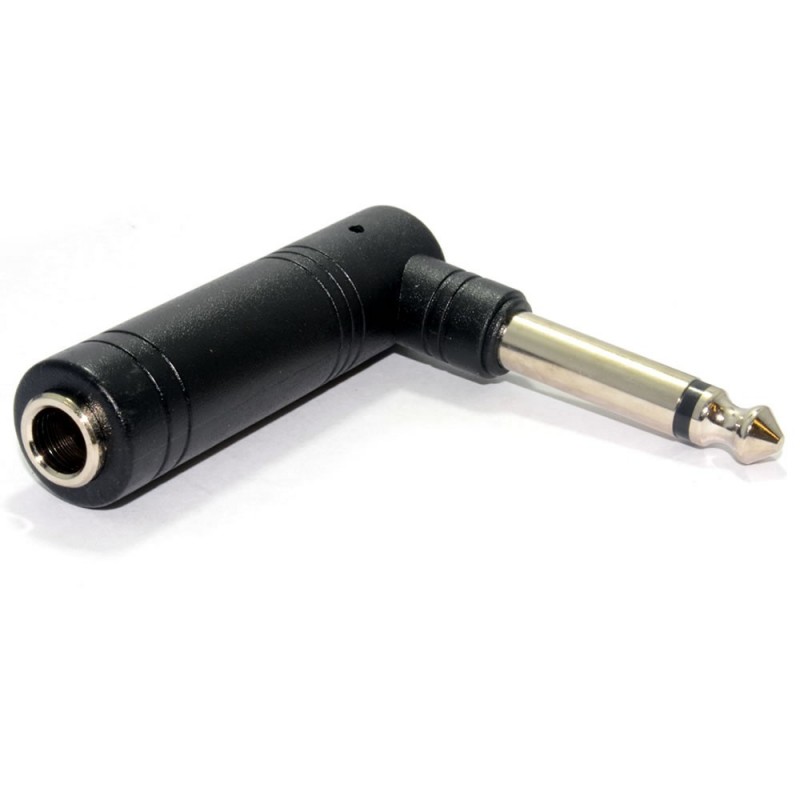 6.35mm Mono Right Angled Jack Plug To 6.35mm Mono Jack Socket Adapter