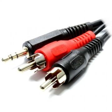 3.5mm Stereo Jack to 2 RCA Phono Plugs Audio Cable Lead Nickel 5m