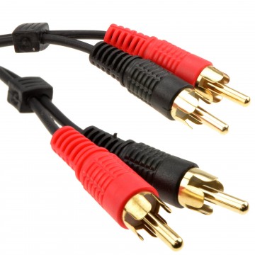 RCA Phono Twin Plugs to Plugs Stereo Audio Cable Lead GOLD 15m