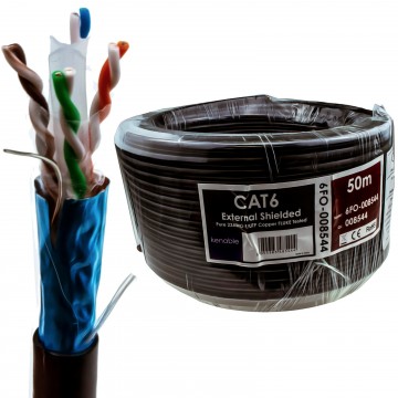 External SHIELDED CAT6 Outdoor Use COPPER Ethernet Cable FTP Reel  50m