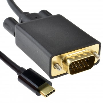 USB 3.1 Type C to 15 Pin VGA Plug 1080p 60Hz Adapter Cable Black 5m