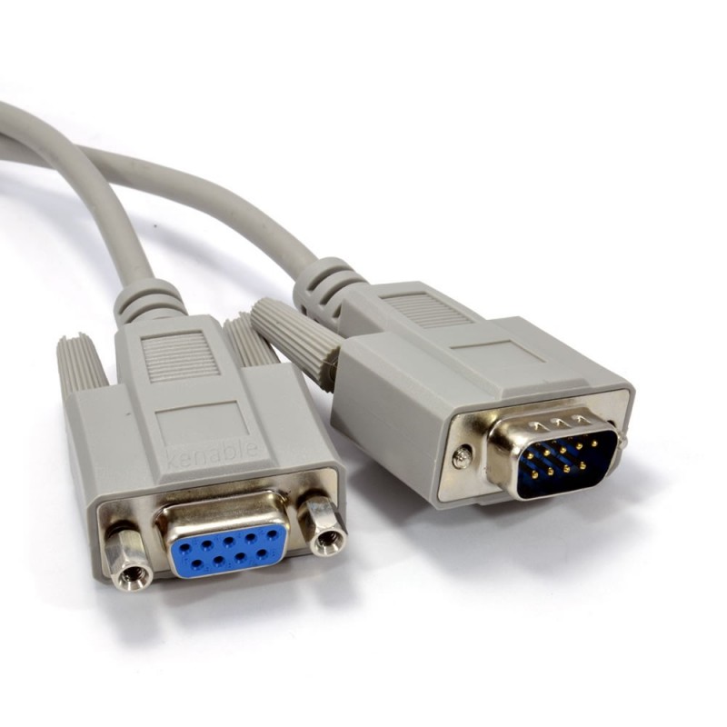 Serial RS232 Extension Cable DB9M to F 9 pin Male to Female  3m BEIGE