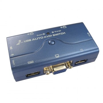 Compact 2 Port USB KVM Switch SOHO With Cables 1 User 2 PCs