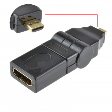 HDMI Female Socket to Micro D HDMI Male Plug Rotate & Swivel Adapter
