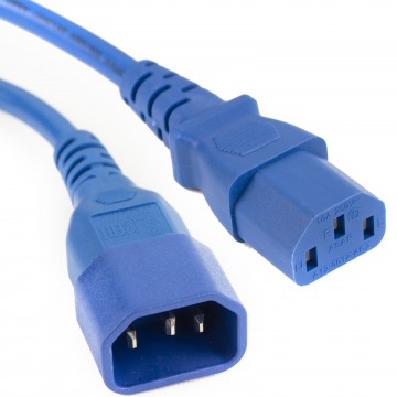 Power Extension Cable IEC Male to Female UPS Lead C14 to C13   2m Blue