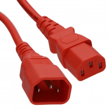 Power Extension Cable IEC Male to Female UPS Lead C14 to C13   1m Red