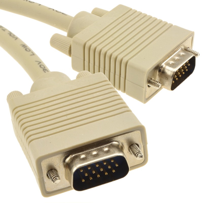 SVGA Cable HD15 Male to Male PC to Monitor Lead 10m Beige