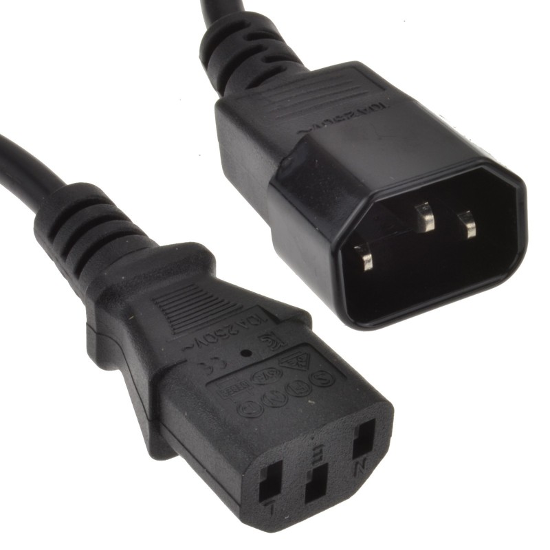 Power Extension Cable IEC Male to Female UPS Lead C14 to C13 10m Black