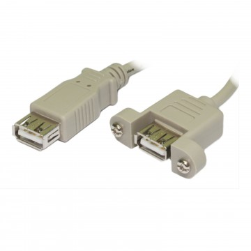 USB 2.0 Panel Mount A Female To A Female Socket 15cm Beige