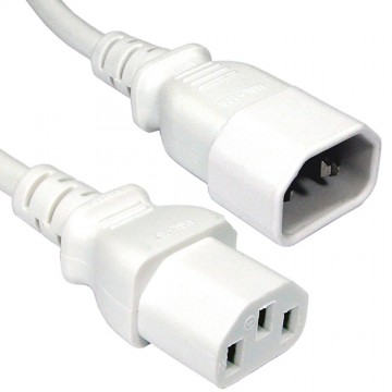 Power Extension Cable IEC Male to Female UPS Lead C14/C13 0.5m White