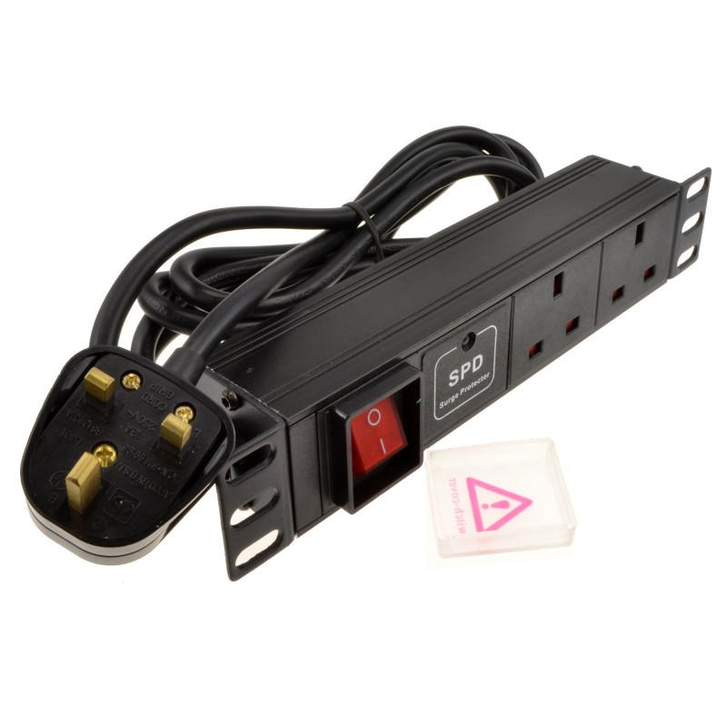 10 inch PDU UK Sockets 2 Way with UK Plug Power Distribution Unit SOHO SURGED 10 inch PDU UK Sockets 2 Way with UK Plug Power Distribution Unit SOHO SURGED