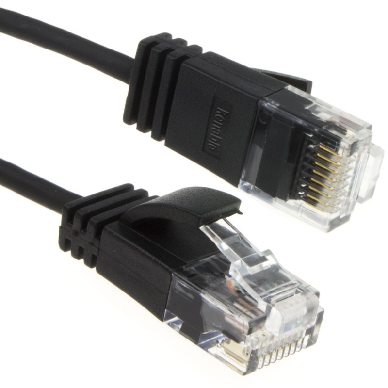 SLIM Cat6 Full Copper RJ45 Ethernet Network Patch Cable  0.25m Black