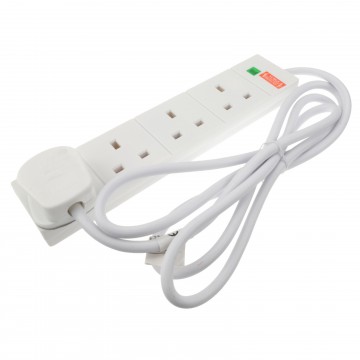 Surge Protected 4 Gang Way Mains Extension Socket UK 13A White  2m