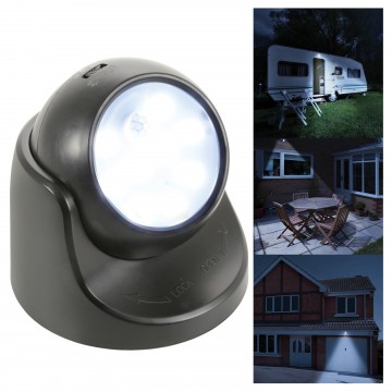 Wireless LED Motion Sensor 360 Degree Splash Proof IP44 SMD LED Light Black