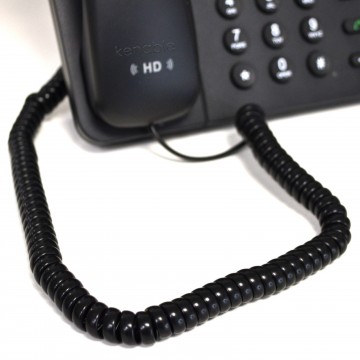 Telephone Handset Coiled RJ10 Plug to RJ10 Plug Cable Lead Black 3m