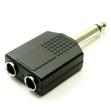 6.35mm Mono Jack Plug to Twin 6.35mm Mono Jack Socket Splitter Adapter