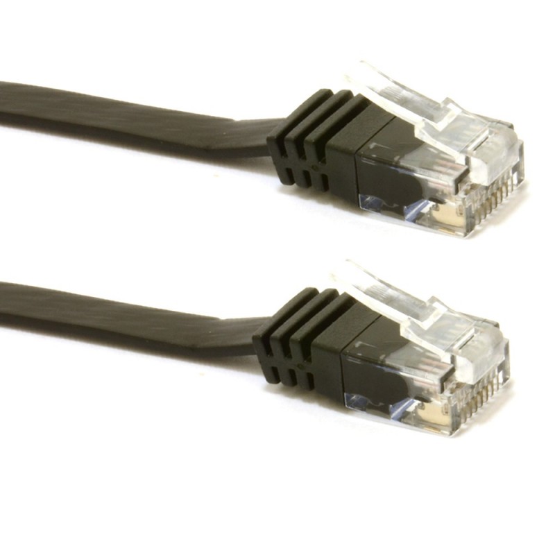 FLAT CAT6 Ethernet LAN Patch Cable Low Profile GIGABIT RJ45 BLACK