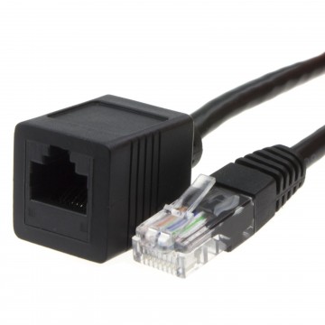 Network CAT5e UTP Ethernet RJ45 Extension Male/Female Copper Cable  0.5m BLACK