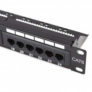 Patch Panel Cat6 24 Port RJ45 Gigabit 19 Inch Rack Mountable 1U & Back Bar