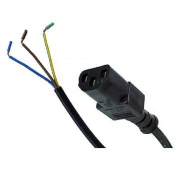 IEC C13 Kettle Lead to 3 Core Flex Bare Ended 1.0mm2 10A Cable 2m Black