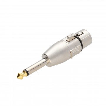 XLR Female Socket Holes to 6.35mm Mono Gold Tip Jack Plug Adapter