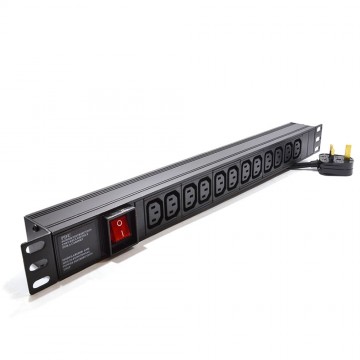 PDU  C13 Sockets 12 Way with UK Plug Power Distribution Unit Horizontal 1.8m