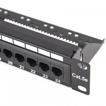 Patch Panel Cat5e 24 Port RJ45 19 Inch Rack Mountable 1U & Back Bar