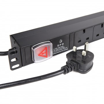 PDU UK Sockets 6 Way with UK Plug Power Distribution Unit Horizontal SURGED 5m