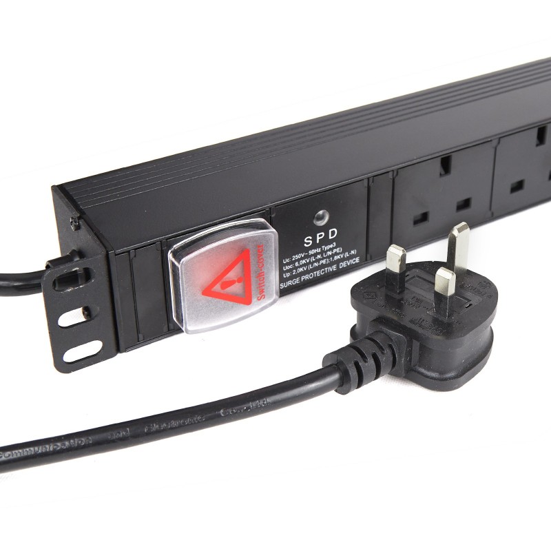 PDU UK Sockets 6 Way with UK Plug Power Distribution Unit Horizontal SURGED 5m PDU UK Sockets 6 Way with UK Plug Power Distribution Unit Horizontal SURGED 5m