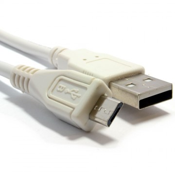 HQ Shielded USB 2.0 A To MICRO B Data and Charging Cable WHITE 1m