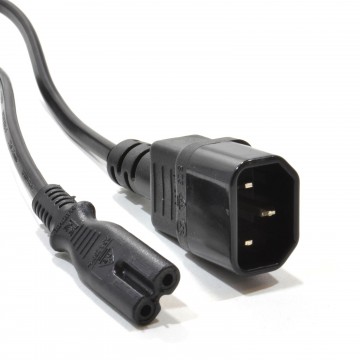 IEC C14 3 pin Male Plug to Figure 8 C7 Plug Power Adapter Cable   15cm