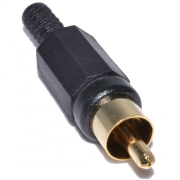 Phono Gold Plug End Black Solderable Connection Male [10 Pack]