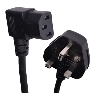 Power Cord UK Plug to Right Angle IEC C13 Cable (kettle lead)  1.8m