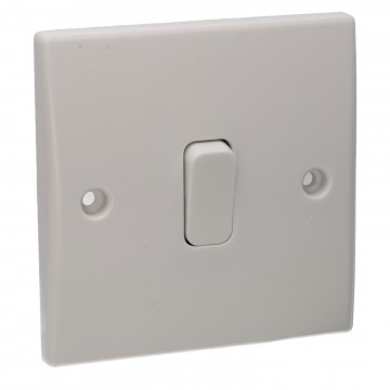 1 Gang 2 Way 10A Single Light Switch Rounded Faceplate White