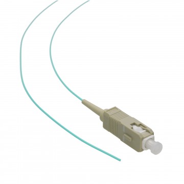 OM4 Fibre Optic SC Pigtail Simplex MM 50 125 Splicing LSZH Cable 1m Aqua