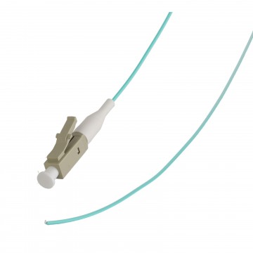 OM4 Fibre Optic LC Pigtail Simplex MM 50 125 Splicing LSZH Cable 1m Aqua