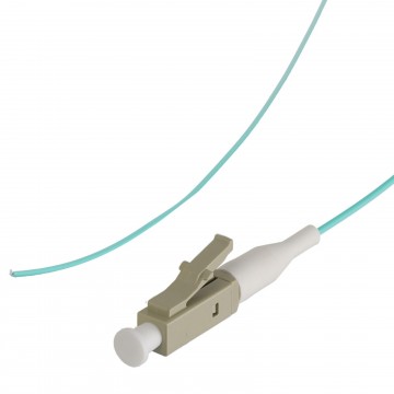 OM3 Fibre Optic LC Pigtail Simplex MM 50 125 Splicing LSZH Cable 1m Aqua