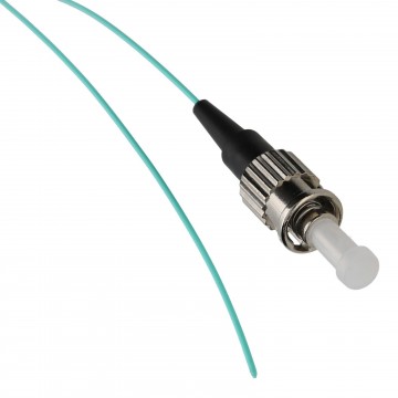 OM3 Fibre Optic ST Pigtail Simplex MM 50 125 Splicing LSZH Cable 1m Aqua