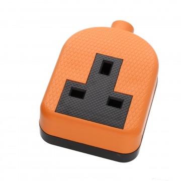 UK Mains Power Rewireable Socket for Extension Cable Single Gang Orange 13A