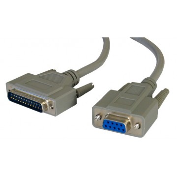 Female 9 Pin Serial RS232 To Male 25 Pin PC to PC Cable Lead 3m