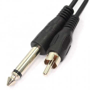 6.35mm Mono Jack Plug to RCA Phono Plug Cable Nickel Connectors 1.8m