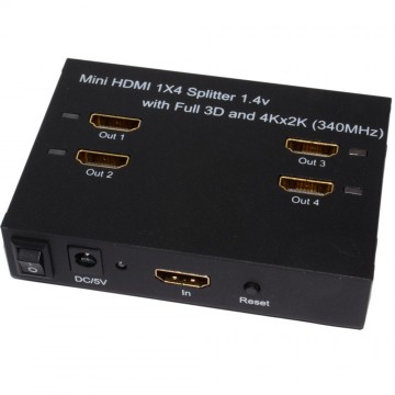 HDMI 1.4 3D TV 1 Device to 4 TVs Powered Splitter HI RES 4K 2K