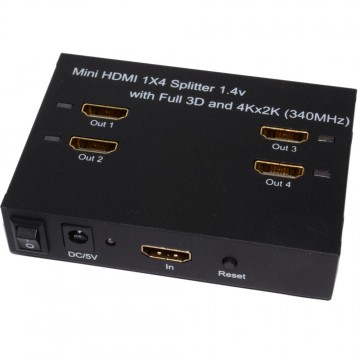 HDMI 1.4 3D TV 1 Device to 4 TVs Powered Splitter HI RES 4K 2K