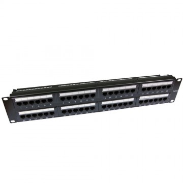 2U Patch Panel Cat5e RJ45 19 inch Rack Mountable 48 Port & Back Bar