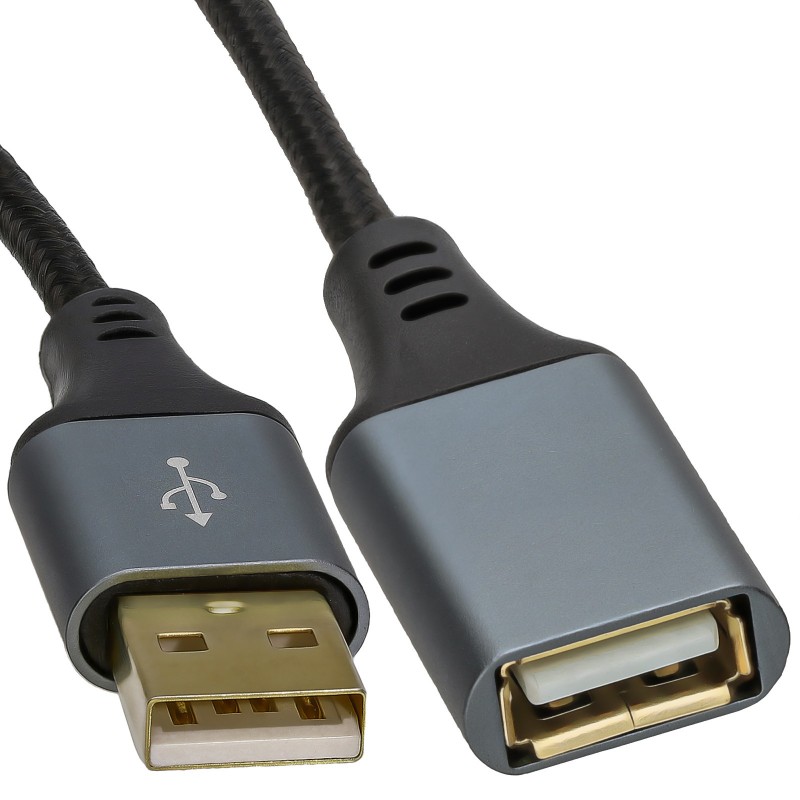 PRO Metal USB 2.0 24AWG High Speed Cable EXTENSION Lead A Plug to Socket 0.5m PRO Metal USB 2.0 24AWG High Speed Cable EXTENSION Lead A Plug to Socket 0.5m