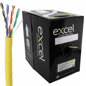 Excel Copper Cat5e Network Cable U/UTP Low Smoke LSOH Euroclass Dca 305m Yellow