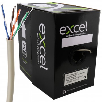 Excel Copper Cat5e Network Cable U/UTP Low Smoke LSOH Euroclass Dca 305m Grey