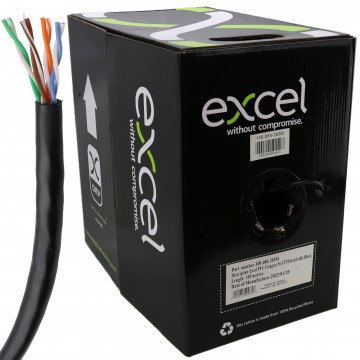 Excel Stranded Network Cable Cat5e U/UTP PVC for Ethernet Patch Lead 305m Black