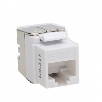 Excel Cat6A UTP Unscreened Low Profile RJ45 Keystone Jack Toolless White