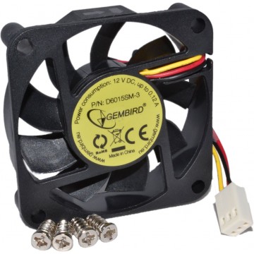 Gembird D6015SM-3 PC 3 Pin Cooler Fan 60 x 60mm x 15mm 12V